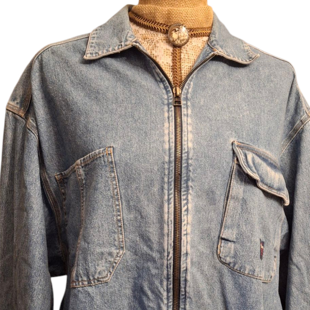Vintage UnionBay denim full zip long sleeve cargo‎ jacket size L